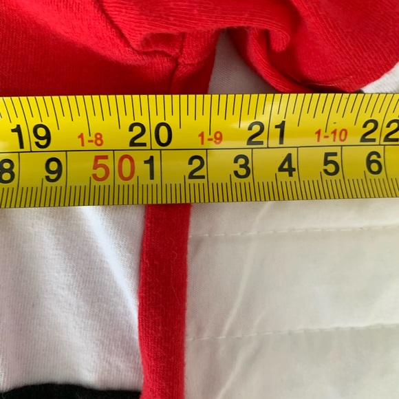 Gaze Cropped Top Crewneck Long Sleeve Red Shirt Black White Stripe Women Size M - Picture 6 of 10